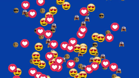 Animation-of-emoji-icons-flying-over-blue-background
