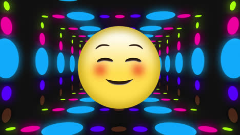 Animación-Del-ícono-Emoji-Sonriente-Sobre-Un-Túnel-De-Neón