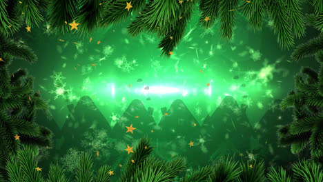 Animation-of-fir-tree-frame-over-snow-falling