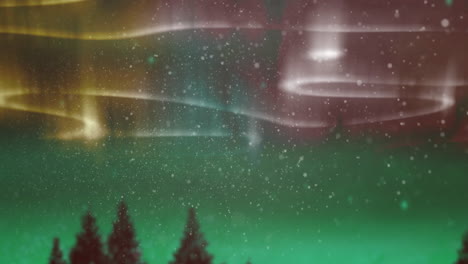 Animation-Einer-Landschaft-Mit-Nordlichtern-Am-Nachthimmel