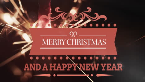 Animation-of-merry-christmas-and-a-happy-new-year-text-over-sparkler-on-black-background