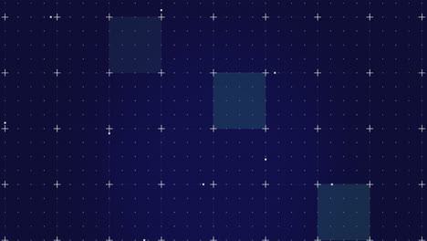Animation-Sich-Verändernder-Quadratischer-Formen-über-Einem-Gitternetz-Vor-Blauem-Hintergrund-Mit-Kopierraum