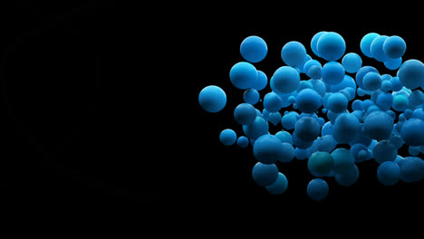 Animation-of-blue-spots-moving-against-copy-space-on-black-background