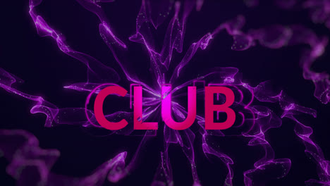 Animation-of-club-text-on-black-background-with-purple-smoke