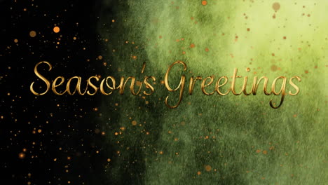 Animation-of-cupped-hand-creating-a-colored-powder-explosion-over-seasons-greetings-text-banner