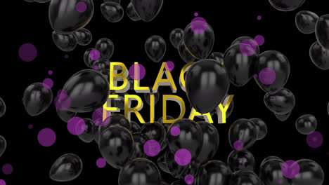 Animation-Des-Black-Friday-Textes-über-Luftballons-Auf-Schwarzem-Hintergrund