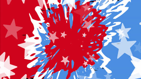 Animación-De-Estrellas-Sobre-Rojo,-Blanco-Y-Azul-De-Estados-Unidos-De-América