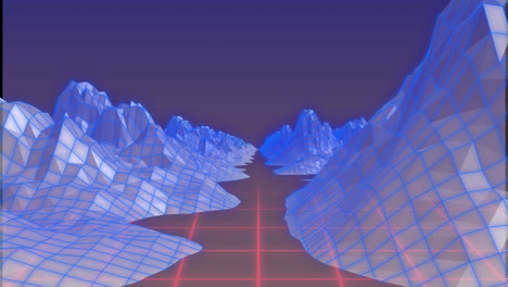 Animation-of-digital-mountains-on-blue-background