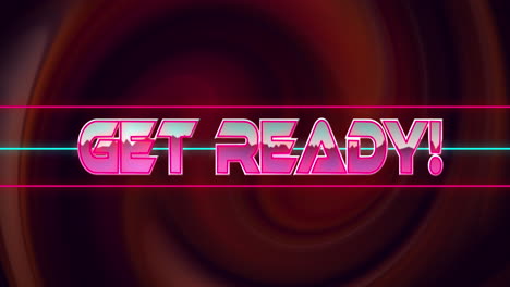 Animation-of-glitch-effect-over-get-ready-text-banner-against-red-digital-wave-on-black-background
