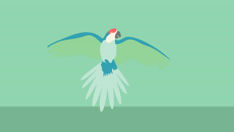 Animation-Des-Grünen-Und-Blauen-Papageiensymbols-Auf-Grün-schwarzem-Hintergrund