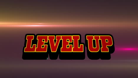 Animation-of-level-up-text-over-retro-speech-bubble-against-glowing-light-trails