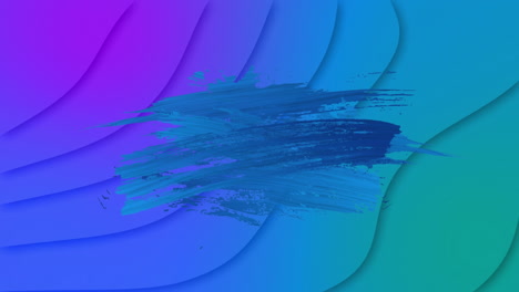 Animation-of-blue-brushstrokes-over-moving-wavy-blue-and-purple-lines