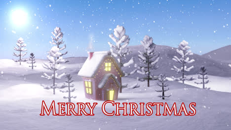 Animation-Des-Textes-„Frohe-Weihnachten“-über-Der-Winterlandschaft