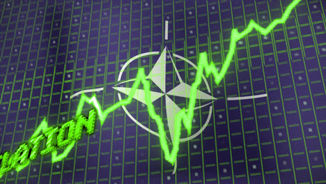 Animation-of-data-processing-and-stagflation-text-over-flag-of-nato