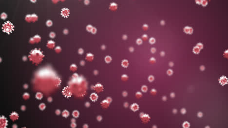 Animation-of-virus-cells-over-purple-background