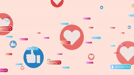 Animation-of-social-media-icons-and-text-over-pink-background