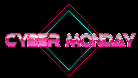 Animation-of-cyber-monday-text-over-neon-lines-on-black-background