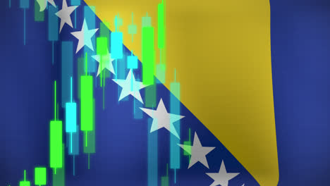 Animation-Der-Datenverarbeitung-über-Der-Flagge-Von-Bosnien-Und-Herzegowina
