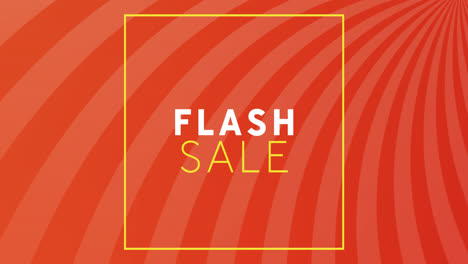Animation-of-flash-sale-text-in-square-over-stripes-against-red-and-peach-background