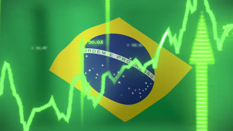 Animation-of-data-processing-over-flag-of-brazil