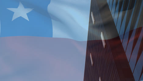 Animation-Der-Chilenischen-Flagge-über-Bürogebäuden
