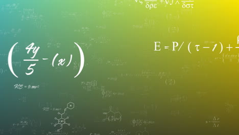 Animation-of-science-concept-icons-and-mathematical-equations-against-green-gradient-background