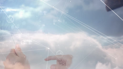 Network-of-connections-over-clouds-in-sky