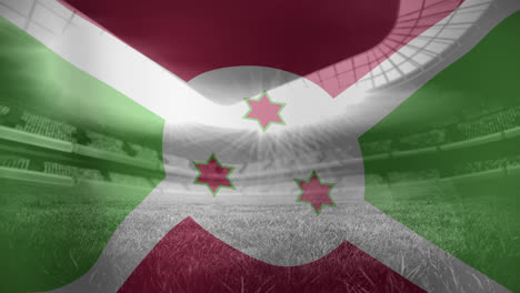 Animation-Der-Flagge-Von-Burundi-über-Einem-Sportstadion