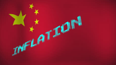 Animation-of-inflation-text-over-flag-of-china