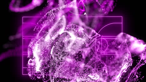 Animation-Einer-Violetten-Digitalen-Welle-über-Dem-Basketballplatz-Layout-Vor-Schwarzem-Hintergrund