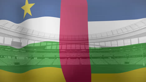 Animation-Der-Flagge-Der-Zentralafrikanischen-Republik-über-Einem-Sportstadion