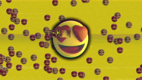 Animation-Von-Herz-Emoji-Symbolen-In-Sozialen-Medien-Auf-Gelbem-Hintergrund