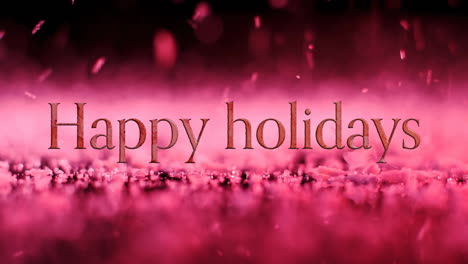 Animation-of-happy-holidays-text-over-pink-star-shapes-falling-on-ground