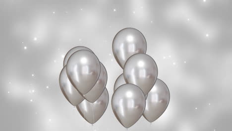 Animation-Von-Silbernen-Luftballons-Auf-Silbernem-Hintergrund