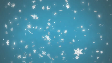 Animation-Von-Schnee,-Der-Auf-Blauen-Hintergrund-Fällt
