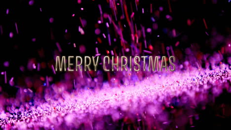 Animación-De-Texto-De-Feliz-Navidad-Sobre-Partículas-Rosadas-Que-Caen-Sobre-Fondo-Negro