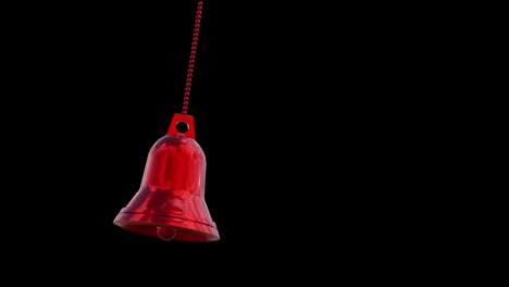 Animation-of-red-bell-christmas-bauble-decoration-over-black-background
