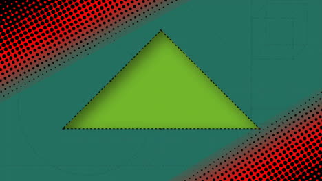 Animation-of-slicer-moving-and-cutting-triangle-over-abstract-pattern-against-blue-background