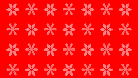 Animation-of-snowflakes-christmas-pattern-on-red-background