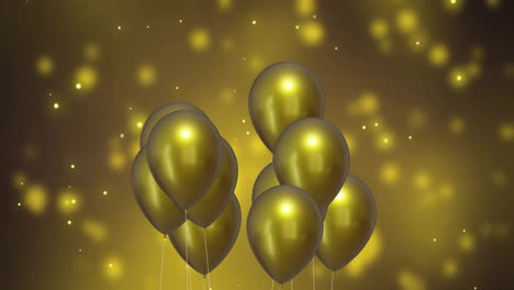 Animation-of-gold-balloons-over-gold-background