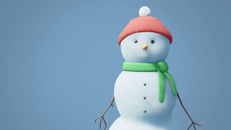 Animation-of-christmas-snow-man-moving-over-blue-background