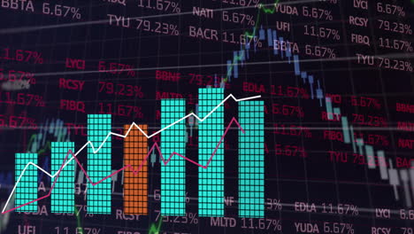 Animation-of-multiple-graphs-with-stock-market-data-moving-on-black-background