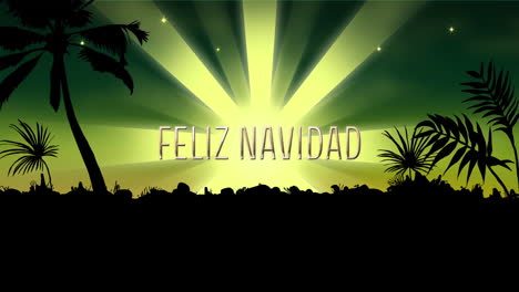 Animation-of-feliz-navidad-text-over-shooting-star-on-green-background