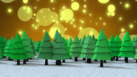 Animation-of-christmas-trees-and-spots-of-light-falling-background