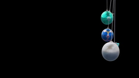 Animation-of-christmas-baubles-on-black-background