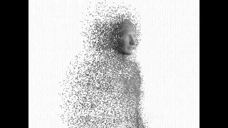 Animation-of-glitch-technique,-dots-forming-human-interface-in-video-interface-over-black-background