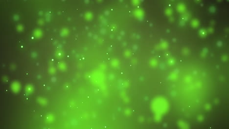 Animation-Von-Schnee,-Der-über-Lichtpunkte-Auf-Grünem-Hintergrund-Fällt