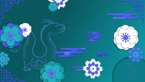 Animation-Von-Drachenzeichen-Und-Chinesischem-Muster-Auf-Grünem-Hintergrund