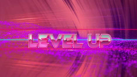 Animation-of-level-up-text-and-dynamic-wave-pattern-over-abstract-background