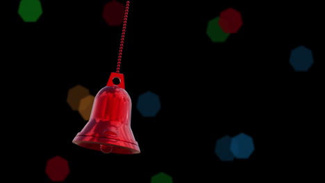 Animation-Der-Weihnachtsdekoration-Mit-Roten-Glocken-Und-Kugeln-Auf-Schwarzem-Hintergrund